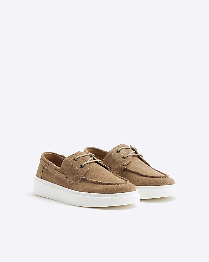 Brown Suede Cupsole Boat Shoes