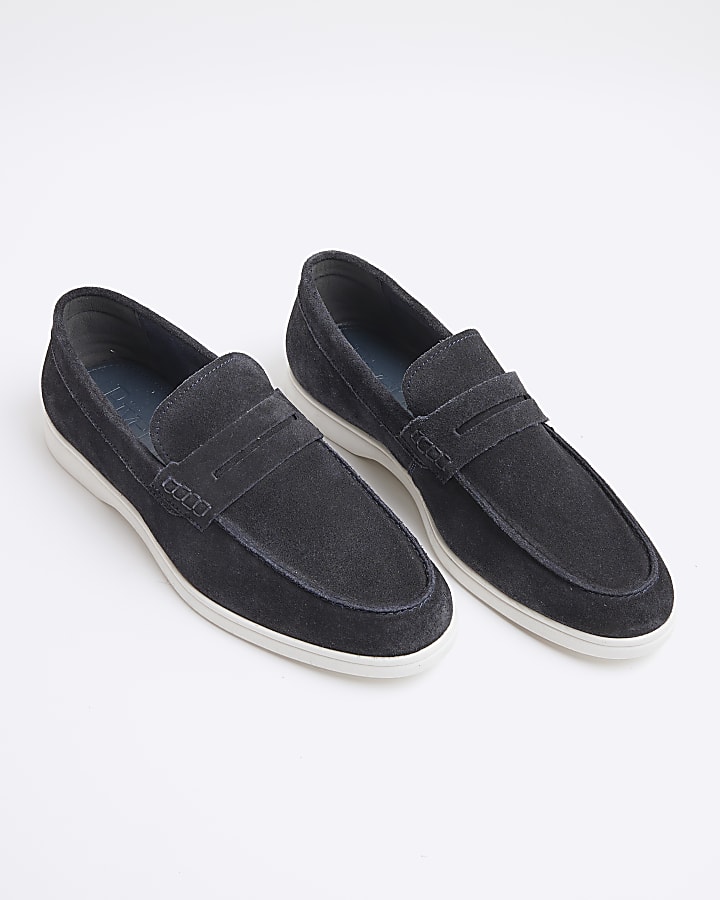 Navy Suede Loafers