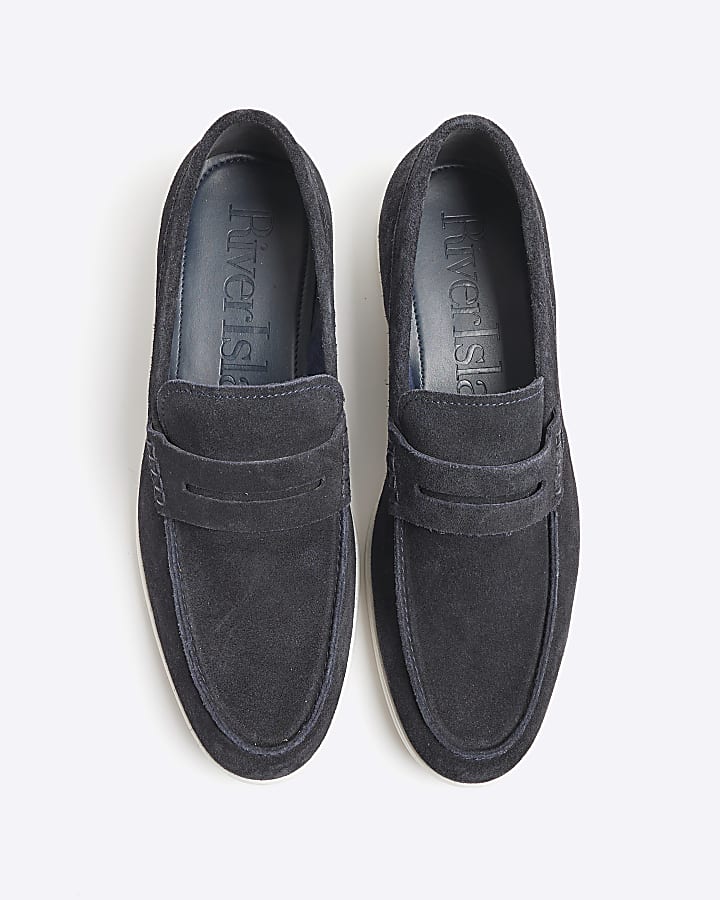 Navy Suede Loafers