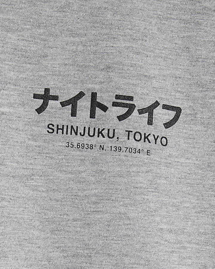 Grey Regular fit Japanese graphic t-shirt
