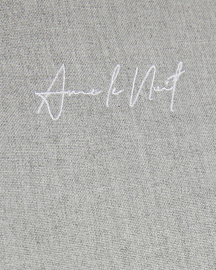 Grey Regular Fit Long Sleeve Revere Shirt
