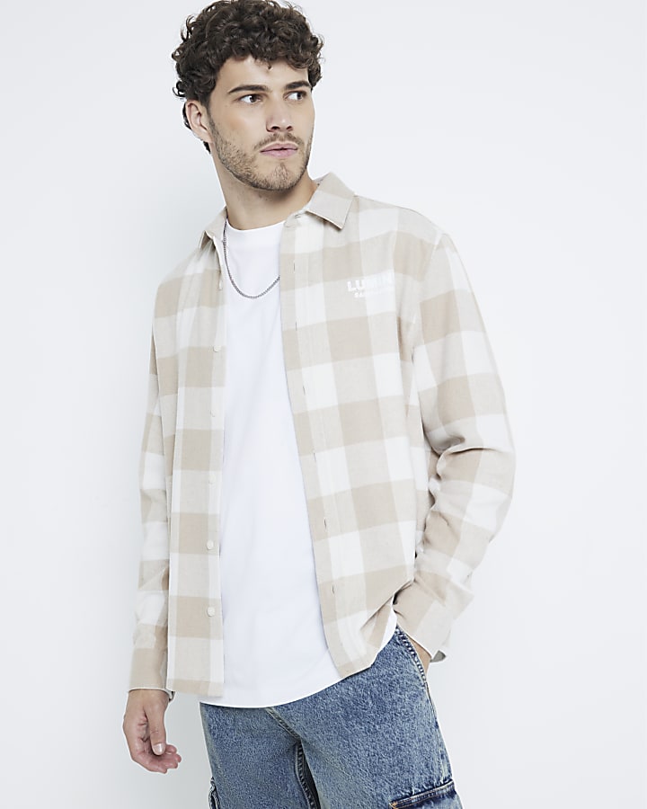 Stone Long Sleeve Luminis Checked Shirt