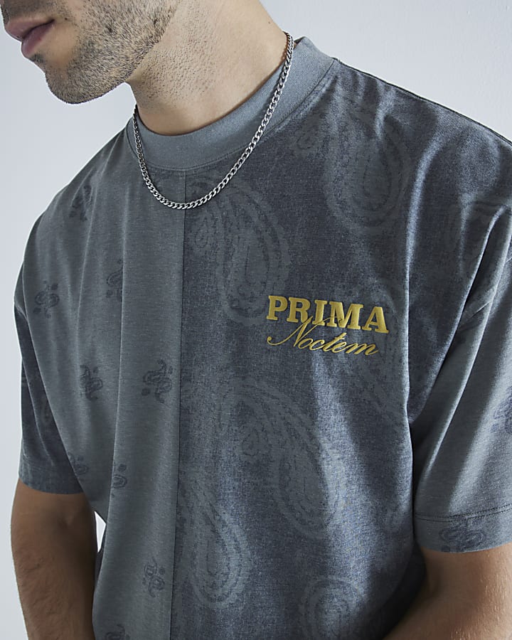 Khaki Paisley Embroidered Prima T-Shirt