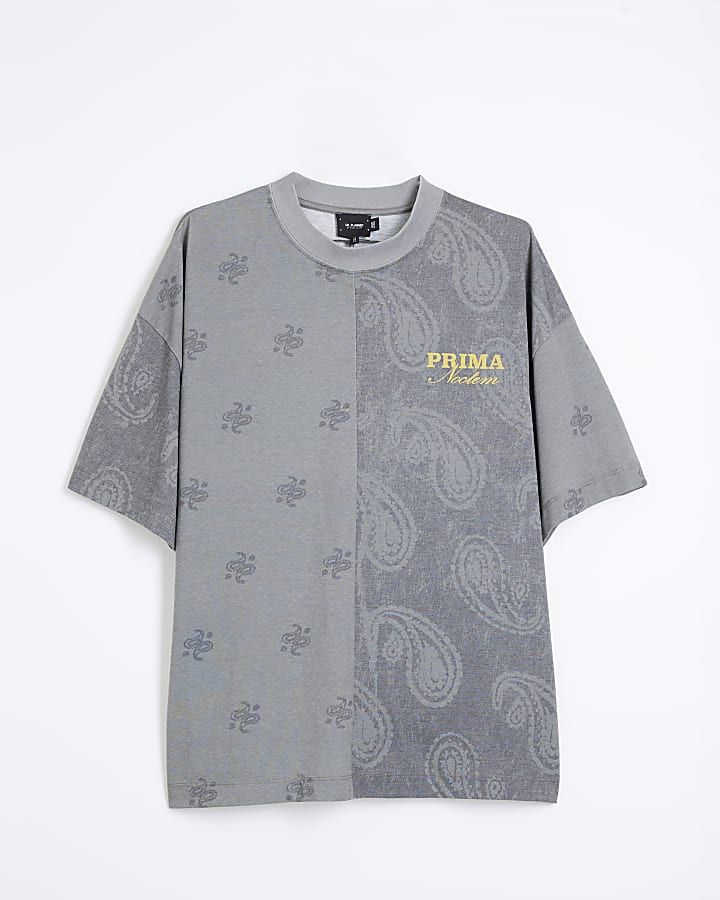 Khaki Paisley Embroidered Prima T-Shirt