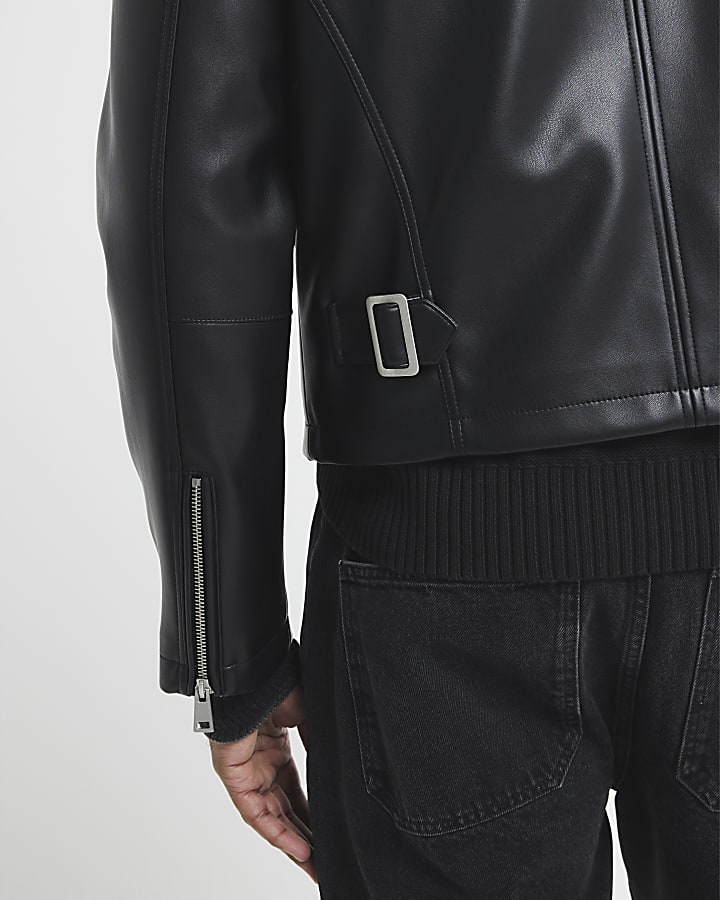 Black Faux Leather Biker Jacket