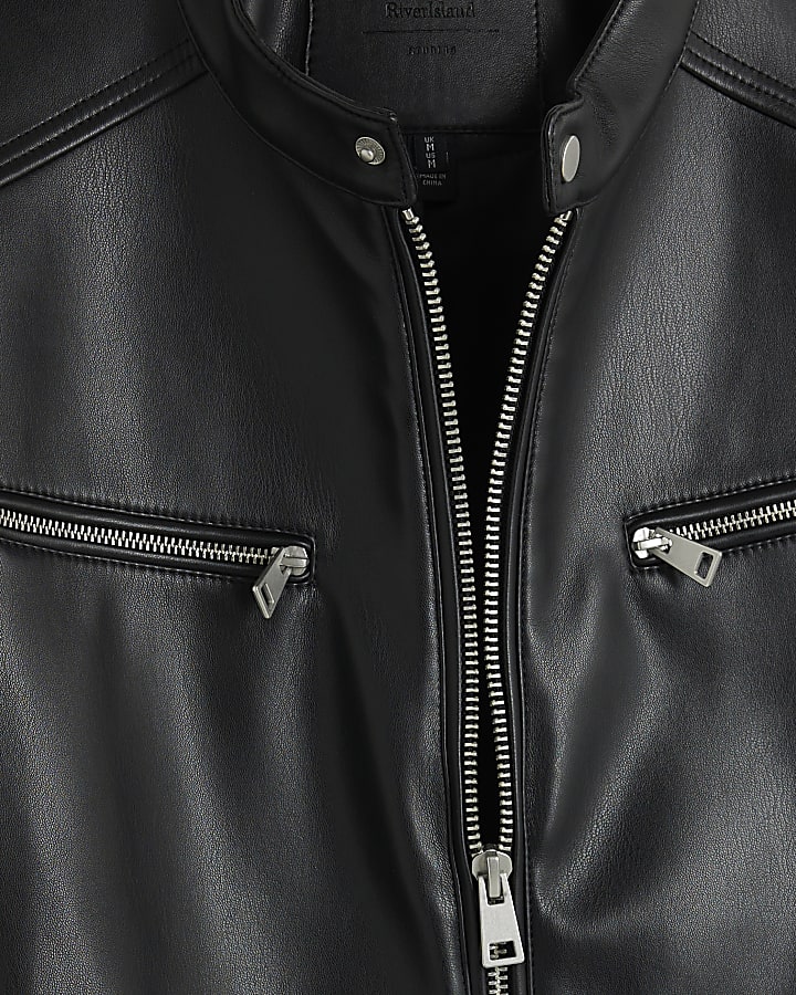 Black Faux Leather Biker Jacket