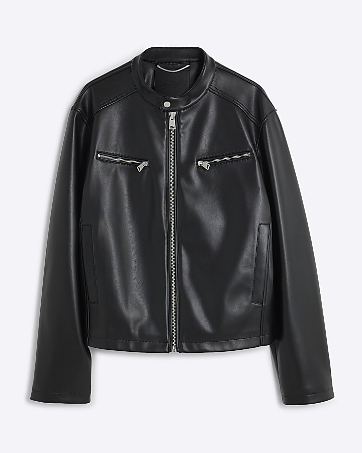 Black Faux Leather Biker Jacket