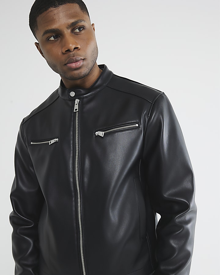 Black Faux Leather Biker Jacket