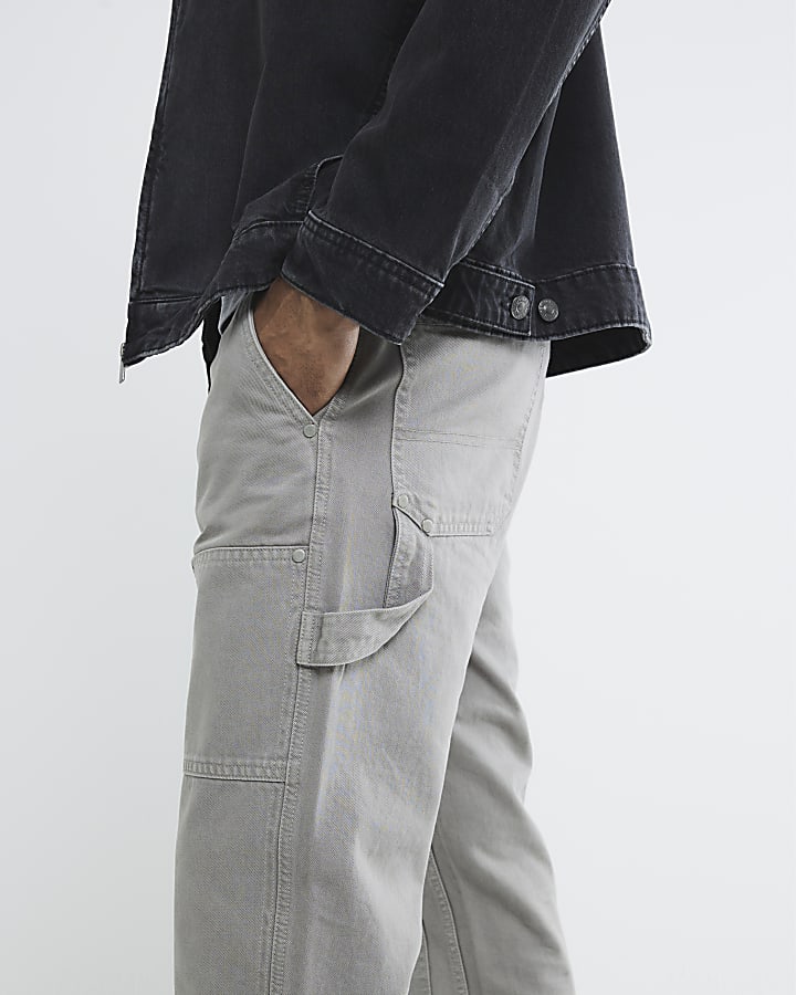 Grey Straight Leg Carpenter Jeans