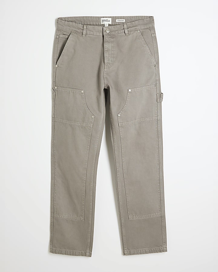 Grey Straight Leg Carpenter Jeans