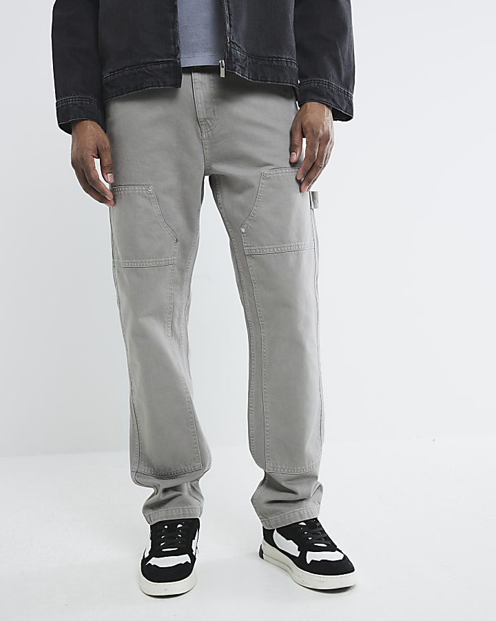 Grey Straight Leg Carpenter Jeans