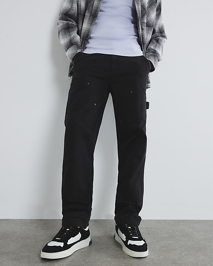 Black Straight Leg Carpenter Jeans