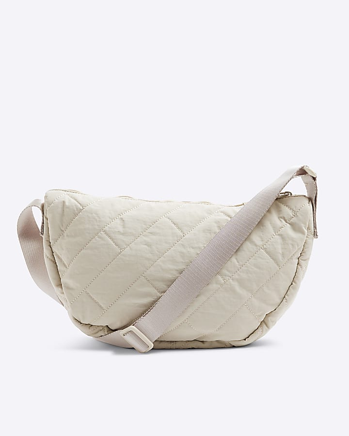 Beige Quilted Cross Body Bag