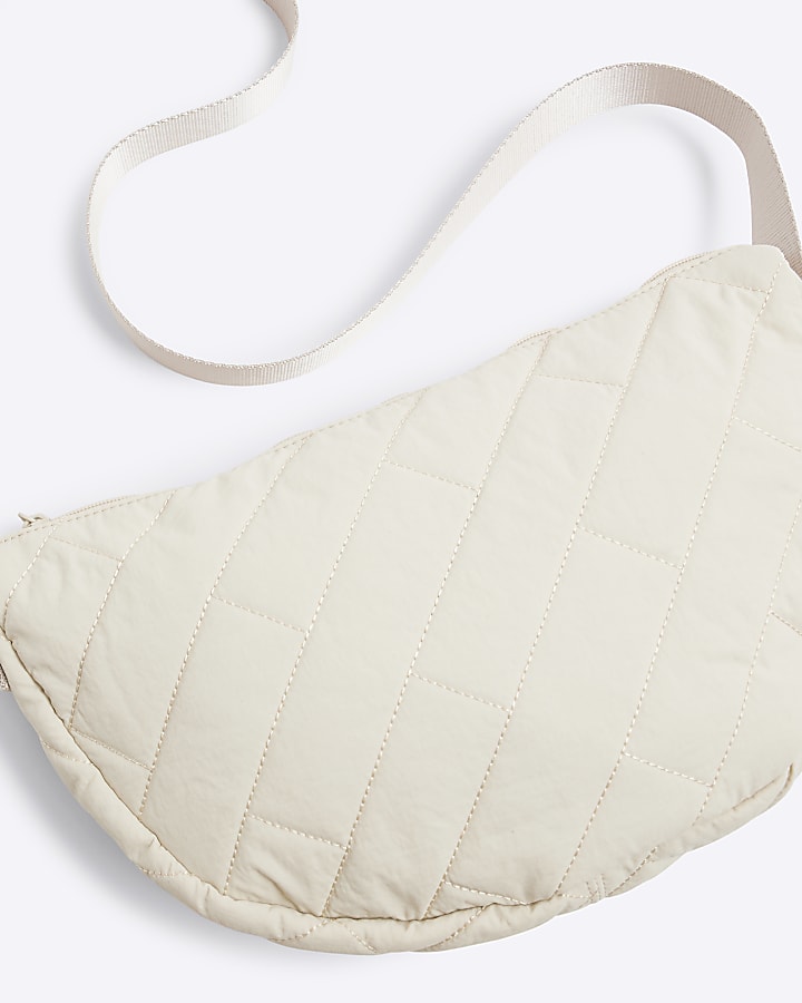 Beige Quilted Cross Body Bag