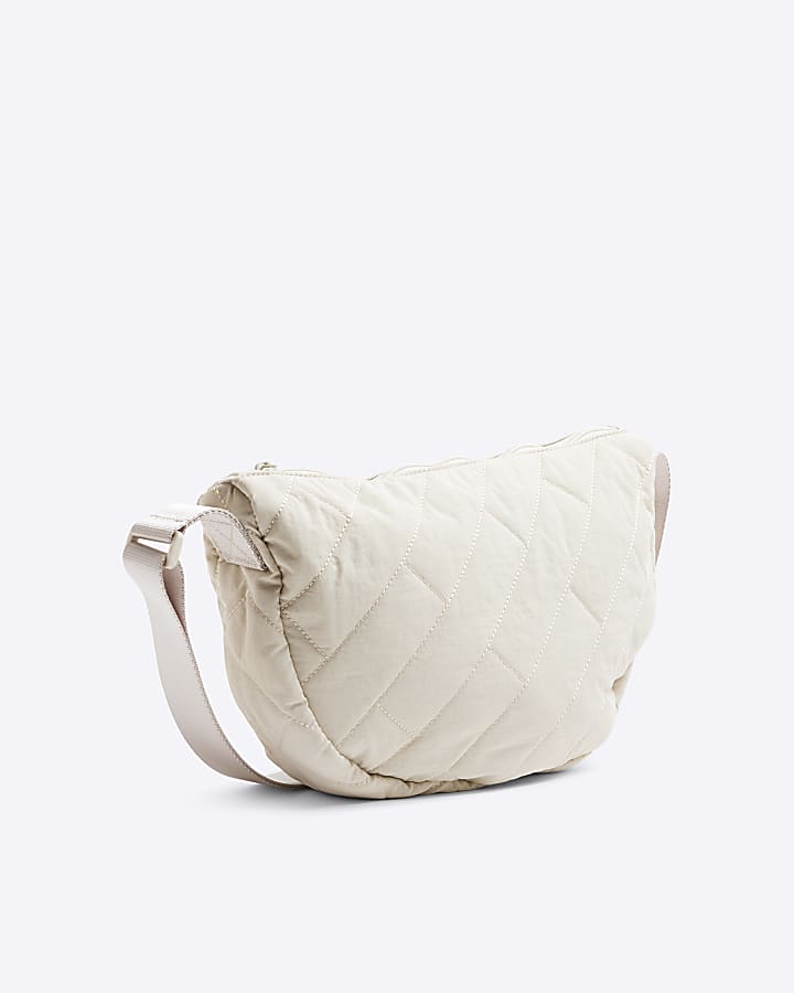 Beige Quilted Cross Body Bag