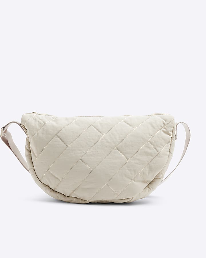 Beige Quilted Cross Body Bag