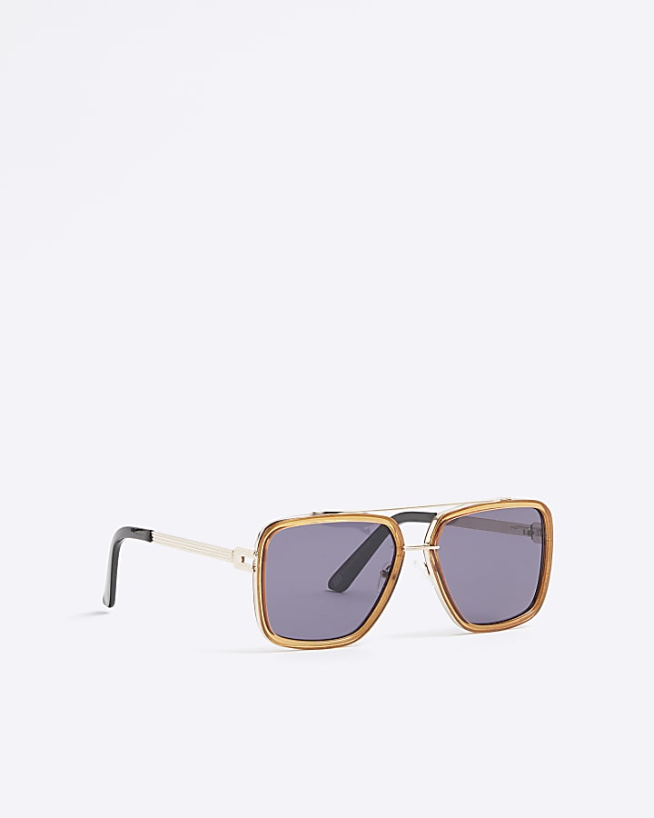 Gold Metal Navigator Sunglasses