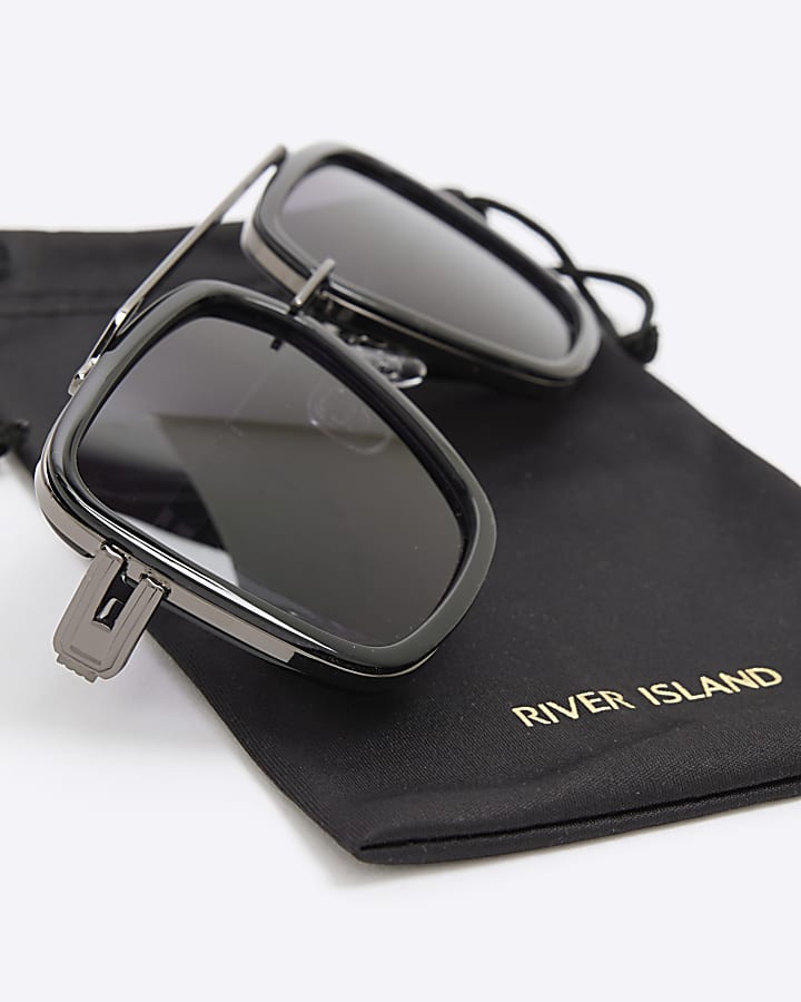 Black Metal Navigator Sunglasses