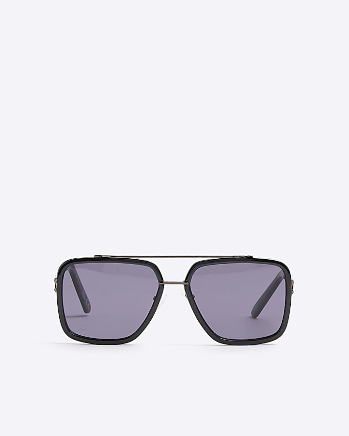 Black Metal Navigator Sunglasses