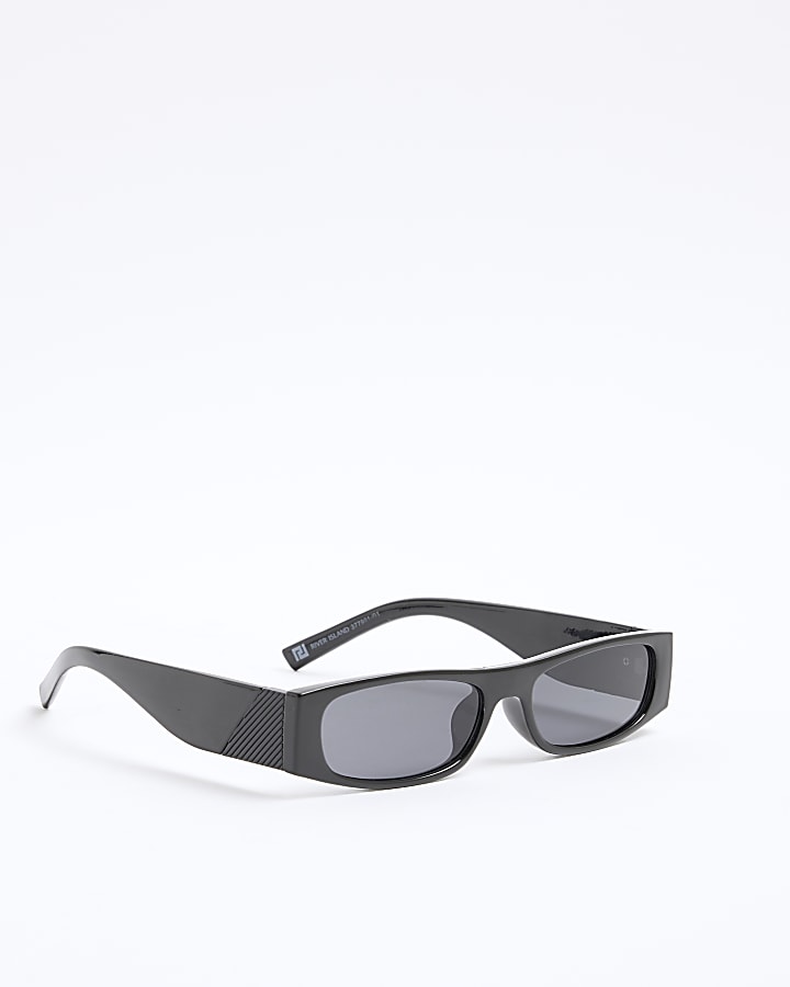 Black Skinny Rectangle Sunglasses