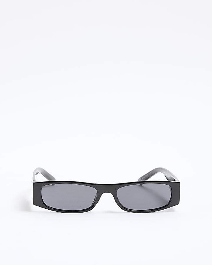 Black Skinny Rectangle Sunglasses