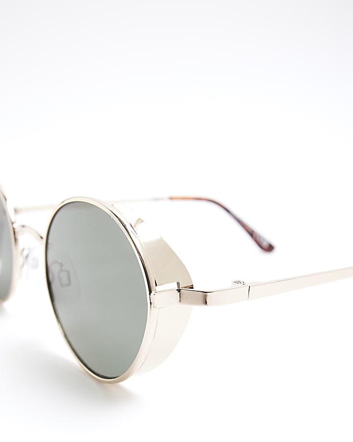 Gold Metal Round Sunglasses