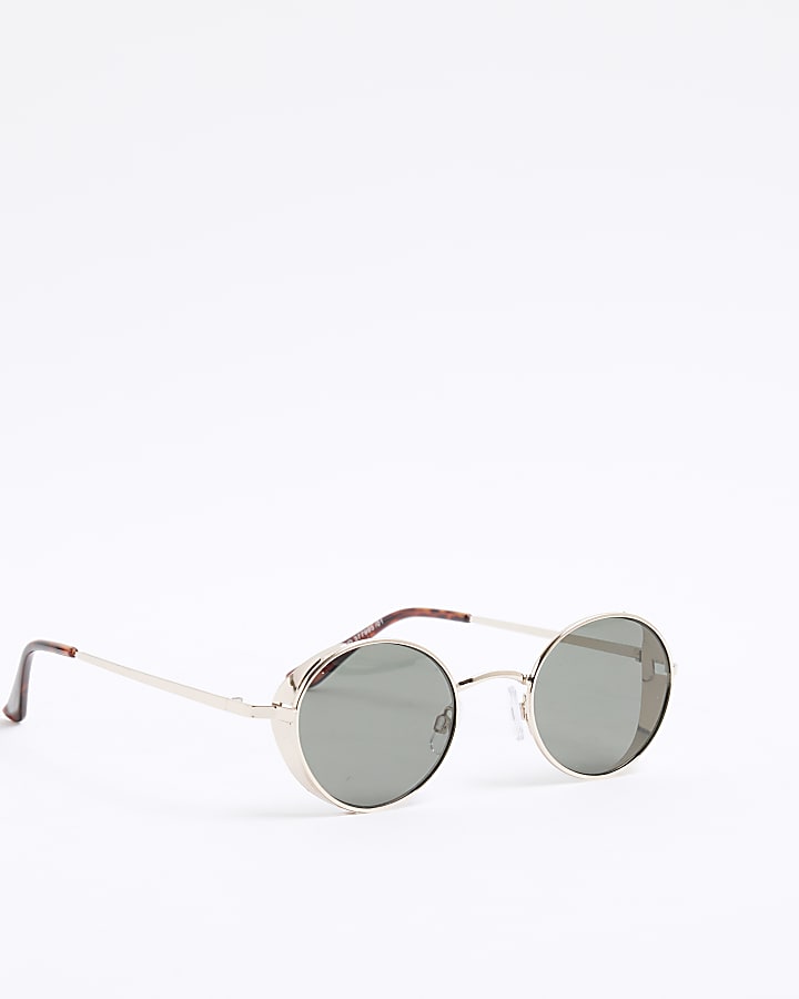 Gold Metal Round Sunglasses