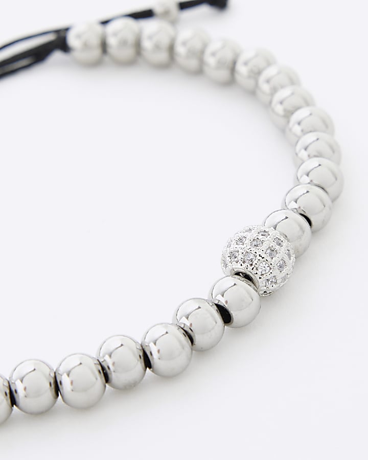 Silver Rhinestone Ball Adjustable Bracelet