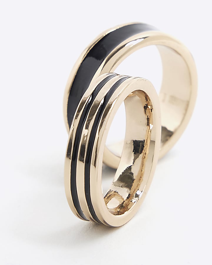 2 Pack Black Gold Rings