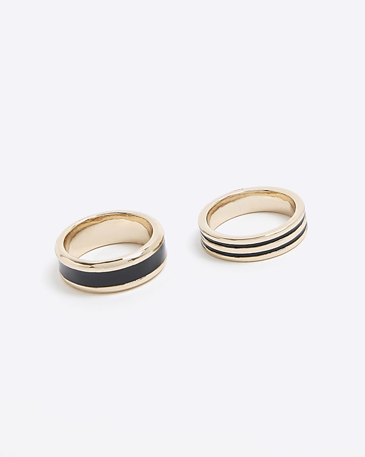 2 Pack Black Gold Rings