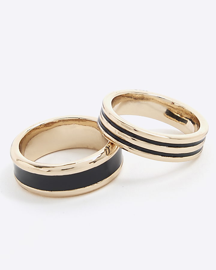 2 Pack Black Gold Rings