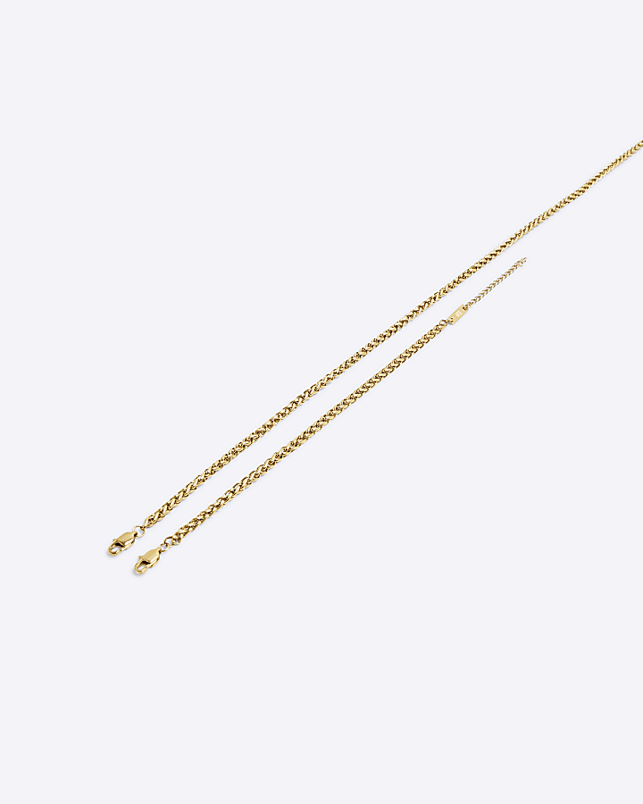 Gold Stainless Steel Twist Chain Necklace Set