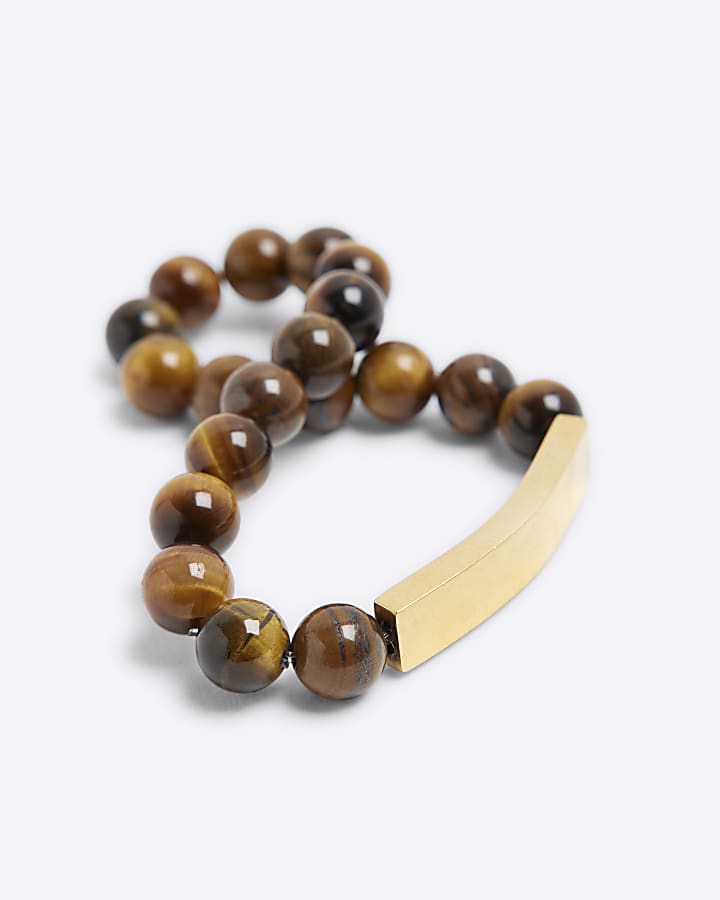 Brown Natural Stone Necklace And Bracelet Set
