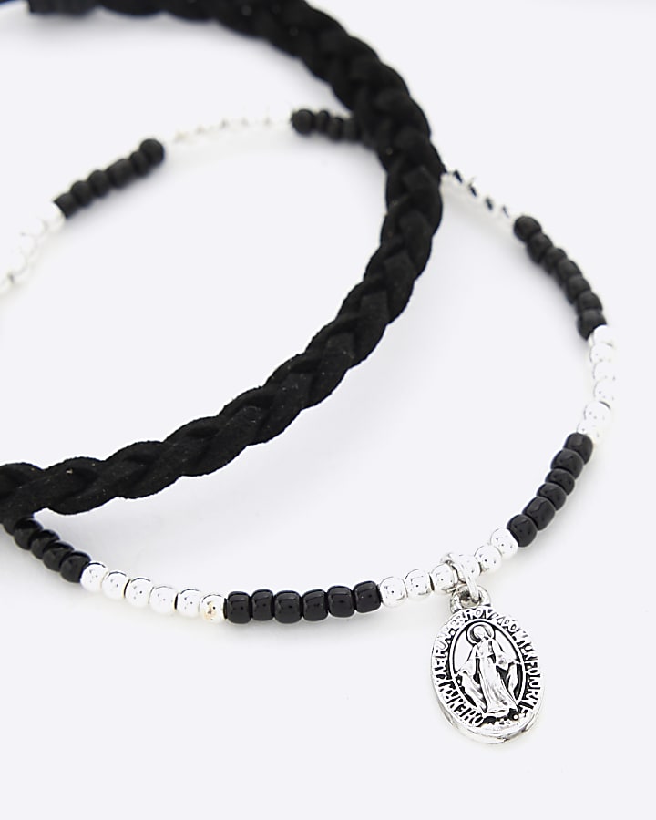 3 Pack Black Religious Adjustable Bracelet