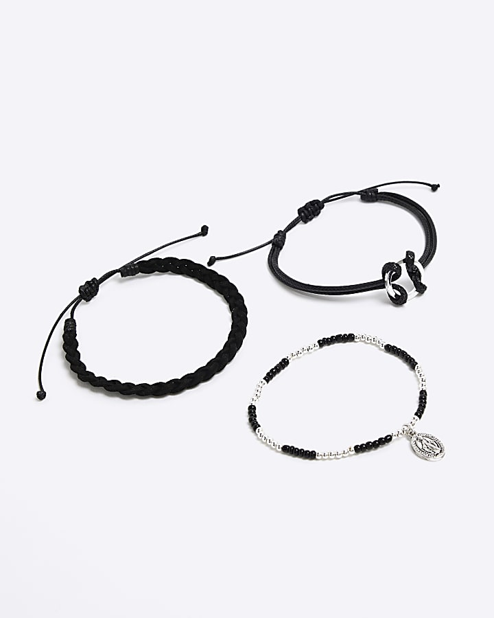 3 Pack Black Religious Adjustable Bracelet