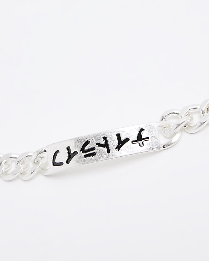 Silver Metal Japanese Writing Bracelet