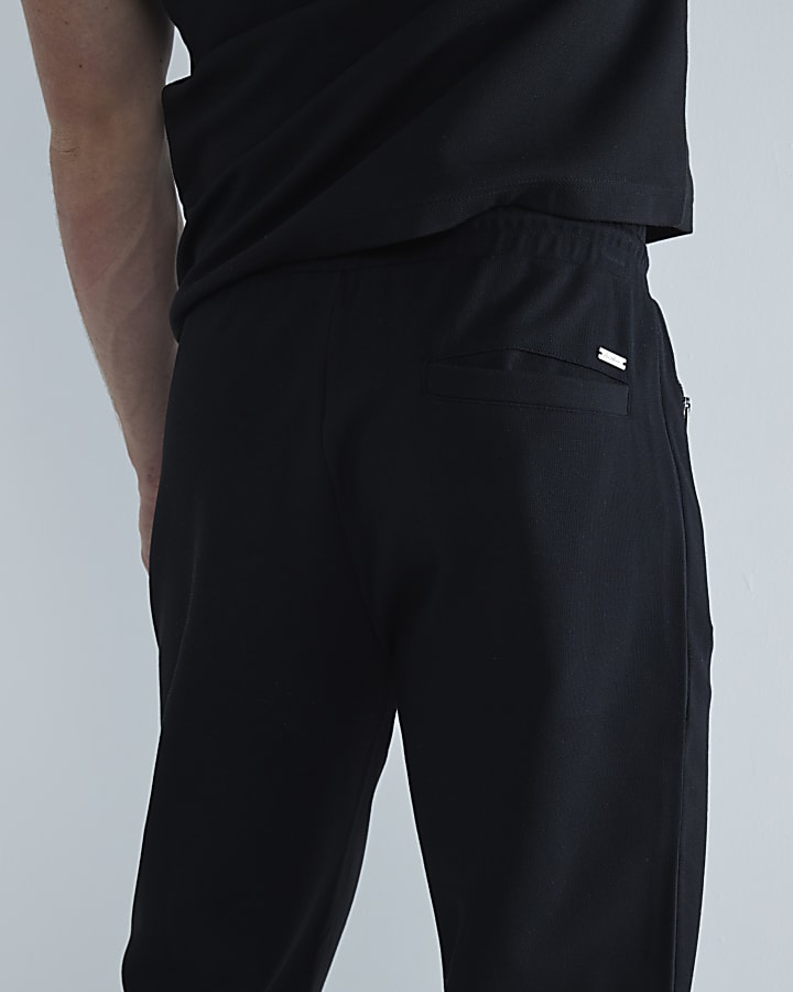 Black Slim Fit Pique Joggers