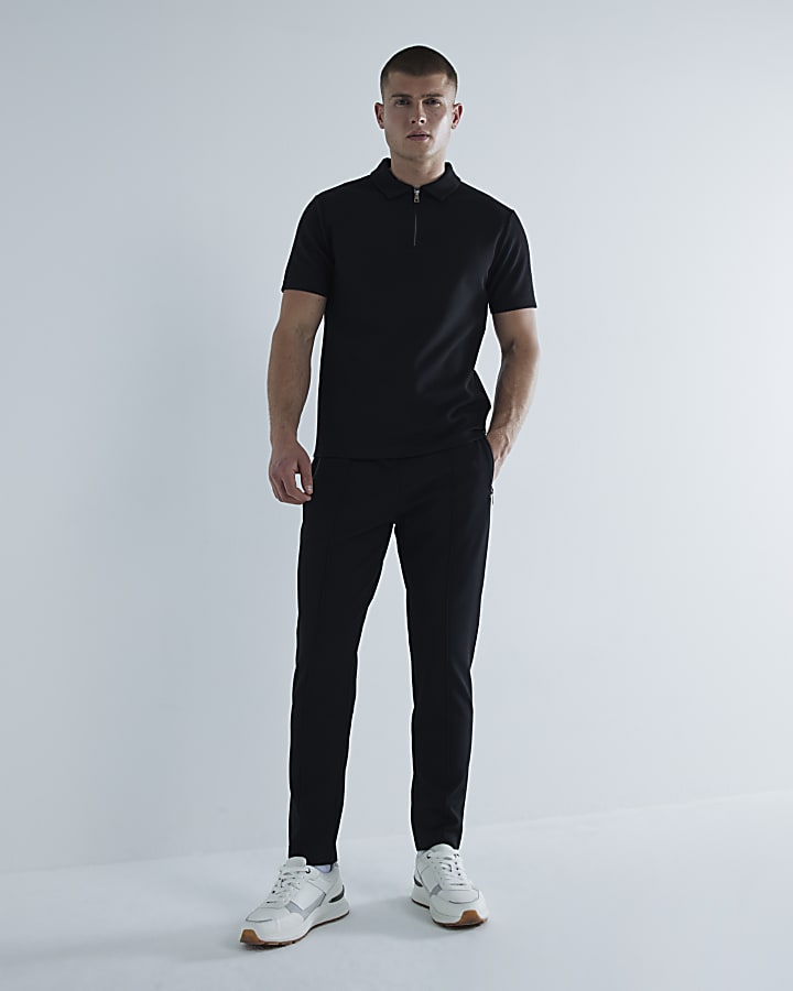 Black Slim Fit Pique Joggers