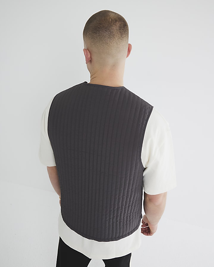 Grey Multi Pocket Quilted Gillet