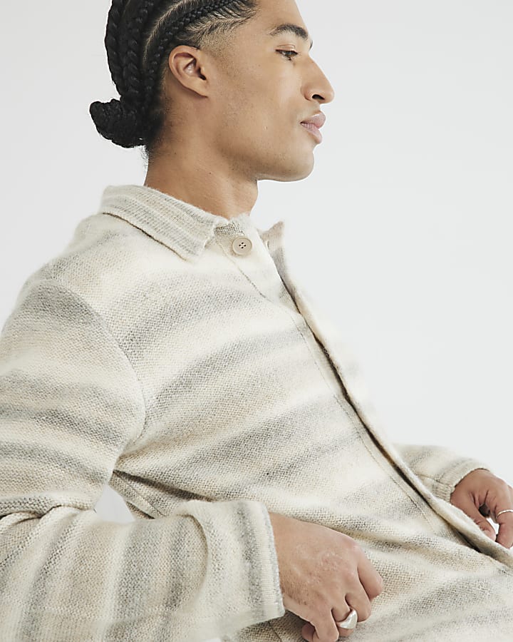 Stone Long Sleeve Brushed Stripe Shirt