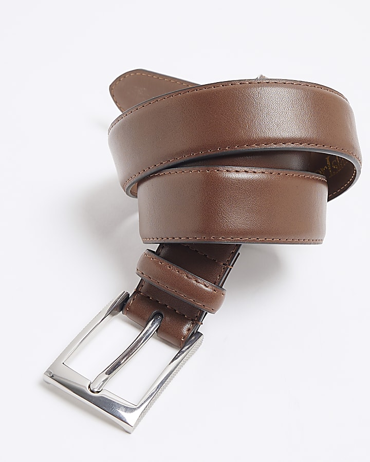 Brown Faux Leather RI Belt