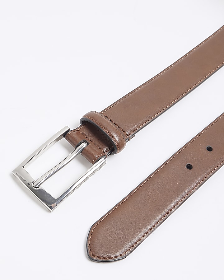 Brown Faux Leather RI Belt