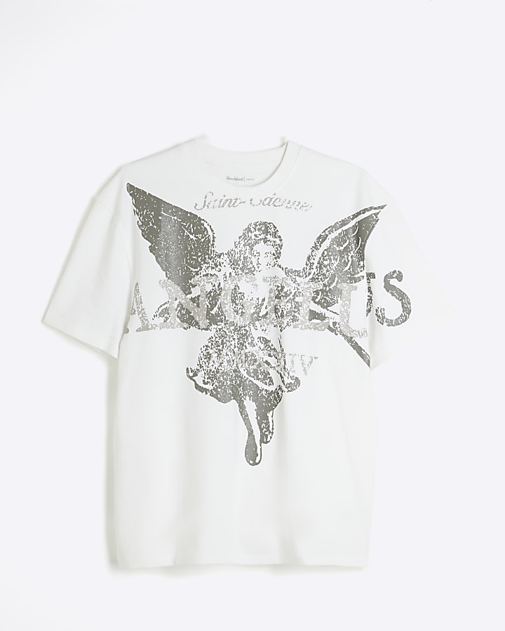 Beige Regular Fit Angelus Print T-Shirt