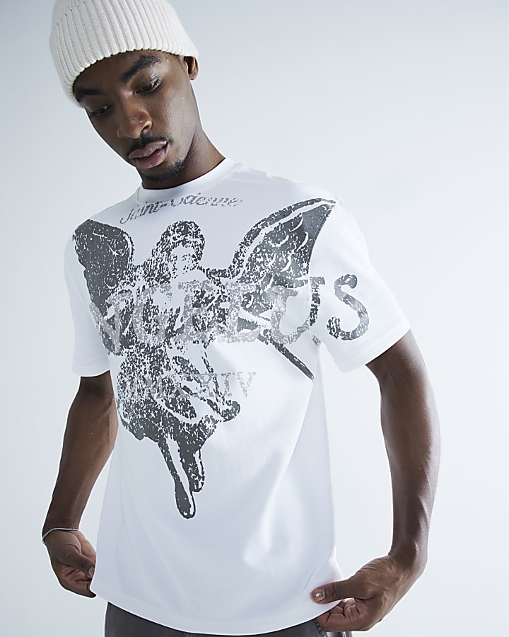 Beige Regular Fit Angelus Print T-Shirt