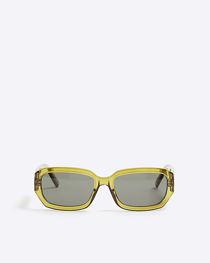 Green Plastic Rectangle Sunglasses