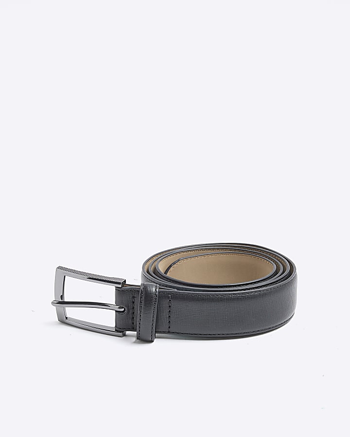 Black ​Faux Leather Textured RI Belt