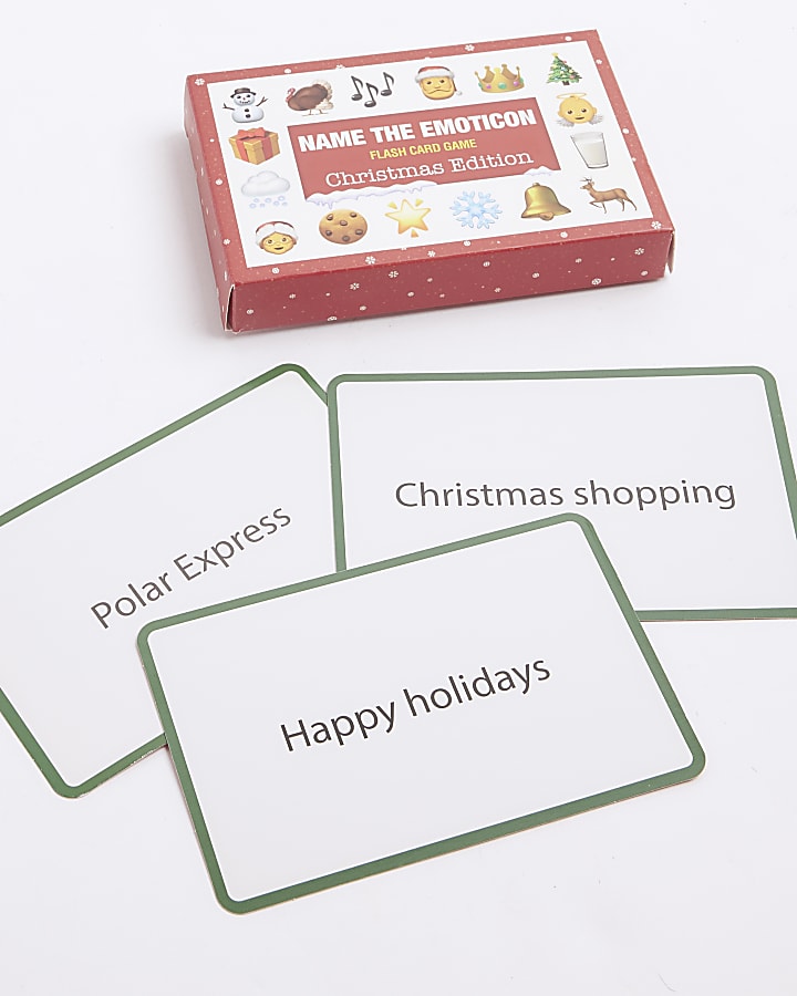 Red Christmas Emoticon Flash Card Game