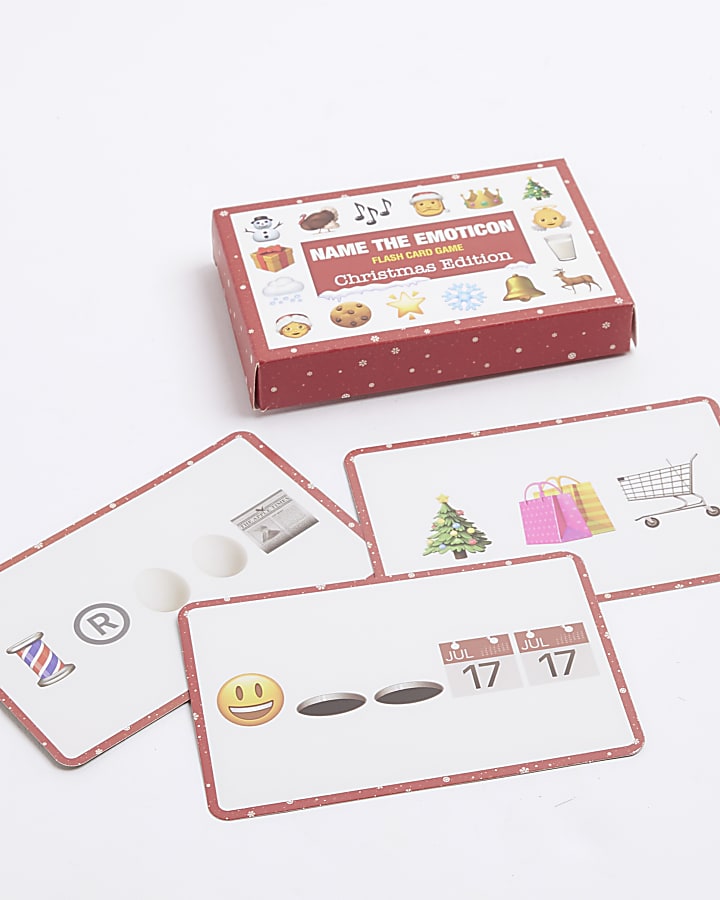 Red Christmas Emoticon Flash Card Game