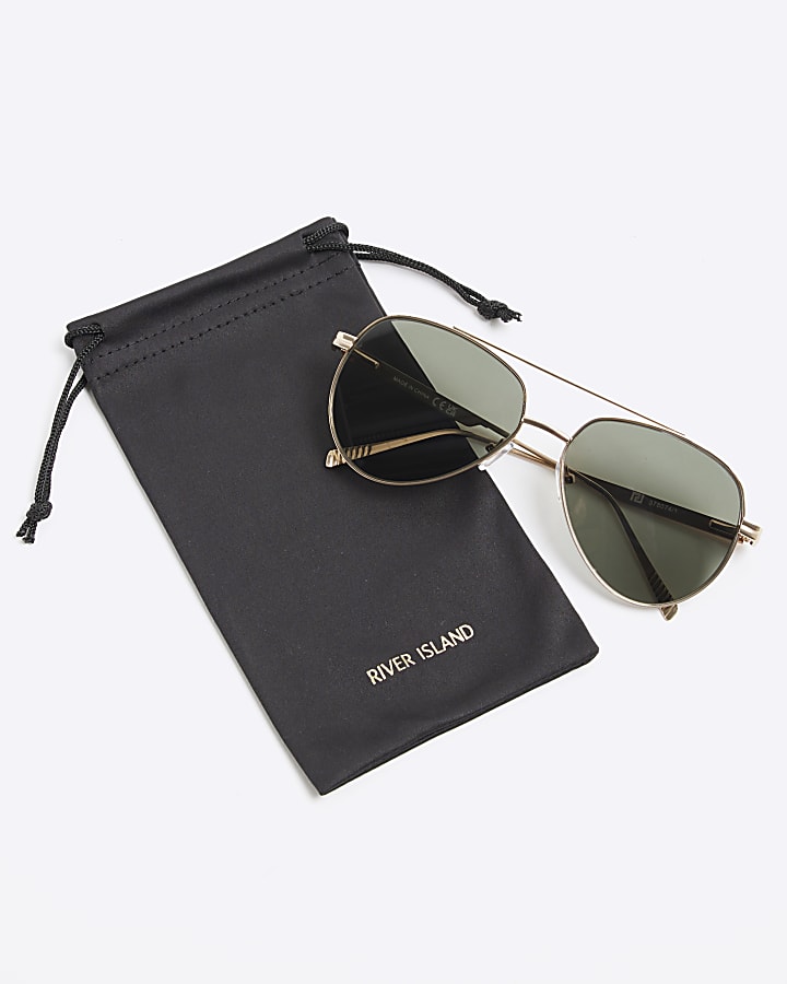 Gold Metal Aviator Sunglasses