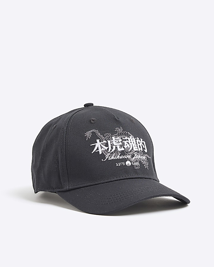 Black Japanese Embroidered Cap